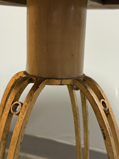 Jean Roy re MID CENTURY GILT IRON AND BROWN MIRROR TABLE ATTRIBUTED TO JEAN ROYERE