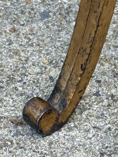 Jean Roy re MID CENTURY GILT IRON AND BROWN MIRROR TABLE ATTRIBUTED TO JEAN ROYERE