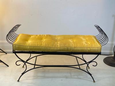 Jean Roy re MID CENTURY JEAN ROYERE STYLE BLACK WIRE BENCH