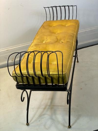 Jean Roy re MID CENTURY JEAN ROYERE STYLE BLACK WIRE BENCH