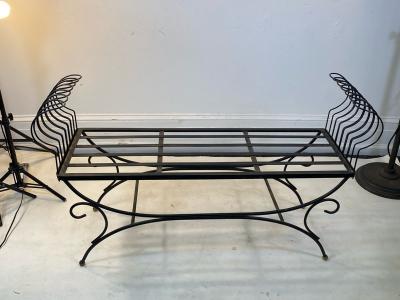 Jean Roy re MID CENTURY JEAN ROYERE STYLE BLACK WIRE BENCH