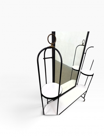 Jean Roy re MID CENTURY MODERNIST JEAN ROYERE STYLE BLACK IRON WHITE LAMINATE VANITY