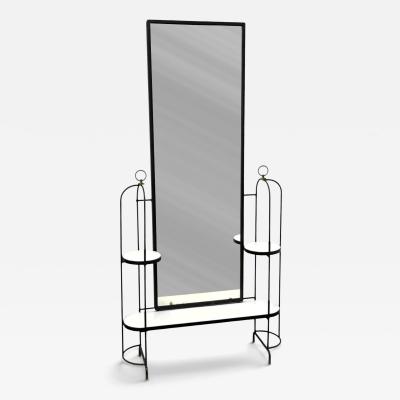 Jean Roy re MID CENTURY MODERNIST JEAN ROYERE STYLE BLACK IRON WHITE LAMINATE VANITY