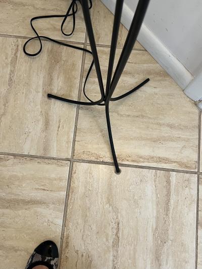 Jean Roy re MODERNIST BLACK METAL CAGE FORM FLOOR LAMPS IN THE MANNER OF JEAN ROYERE