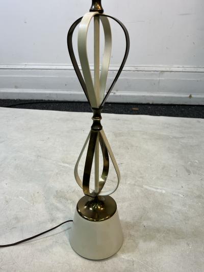 Jean Roy re MODERNIST BRASS ENAMEL RIBBON BALLOON LAMPS IN THE STYLE OF JEAN ROYERE