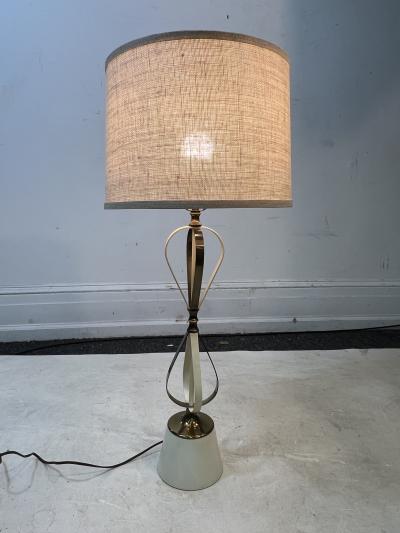 Jean Roy re MODERNIST BRASS ENAMEL RIBBON BALLOON LAMPS IN THE STYLE OF JEAN ROYERE