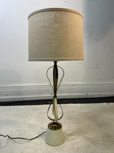 Jean Roy re MODERNIST BRASS ENAMEL RIBBON BALLOON LAMPS IN THE STYLE OF JEAN ROYERE