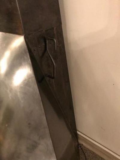 Jean Roy re Mid Century Modernist Metal Fireplace in the style of Jean Royere