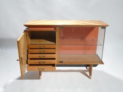 Jean Roy re Mid century french modernist cabinet vaisselier 1950s