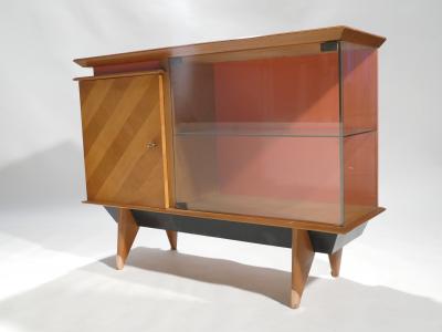 Jean Roy re Mid century french modernist cabinet vaisselier 1950s