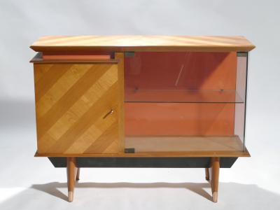 Jean Roy re Mid century french modernist cabinet vaisselier 1950s