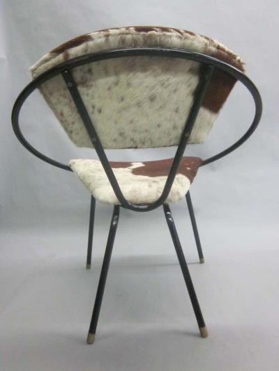 Jean Roy re Pair of French Mid Century Modern Cowhide Lounge Chairs Spirit of Jean Roye re