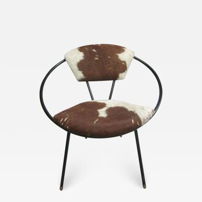 Jean Roy re Pair of French Mid Century Modern Cowhide Lounge Chairs Spirit of Jean Roye re