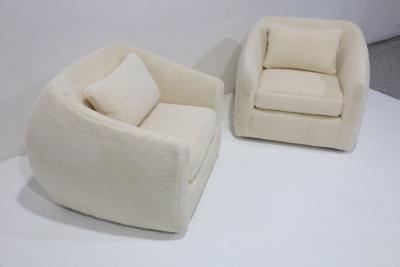 Jean Roy re Pair of Jean Royere Style Polar Lounge Chairs in Holly Hunt Great Plains