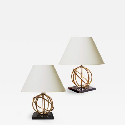 Jean Roy re Pair of Sphere Table Lamps by Jean Royere