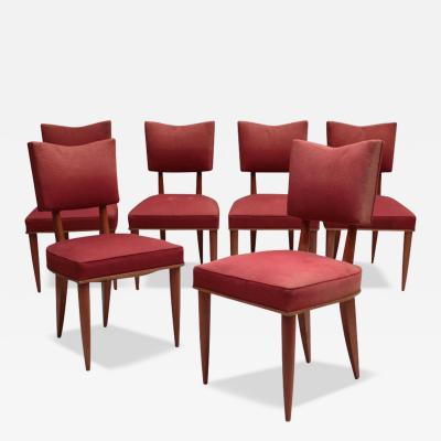 Jean Roy re Set of 6 Fine French 1950s Dining Chairs in the manner of Royere