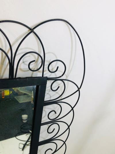 Jean Roy re Unusual Midcentury Royer Style Iron Mirror