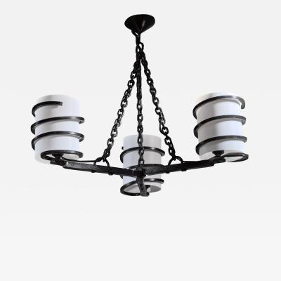 Jean Touret Jean Touret Iron Three Armed Chandelier for Marolles