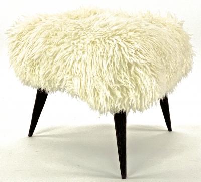 Jean Touret Jean Touret for Atelier Marolles pair of brutalist stool newly covered in fur