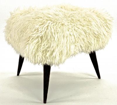 Jean Touret Jean Touret for Atelier Marolles pair of brutalist stool newly covered in fur