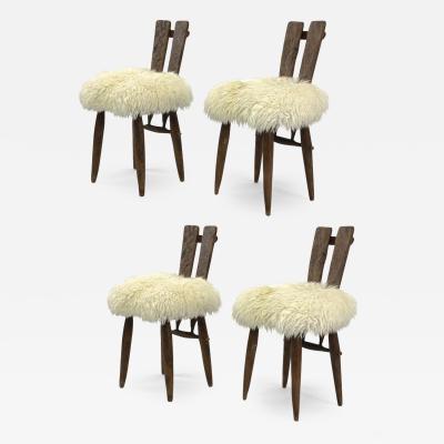 Jean Touret Jean Touret for Ateliers Marolles set of 4 dinning chairs recovered in Fur
