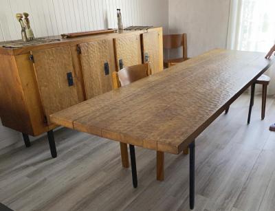 Jean Touret Jean Touret for Ateliers de Marolles longest rarest stamped dinning table