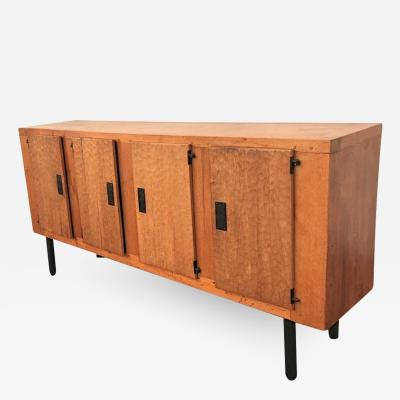 Jean Touret Jean Touret pour Les Ateliers De Marolles rare long 4 doors solid oak cabinet