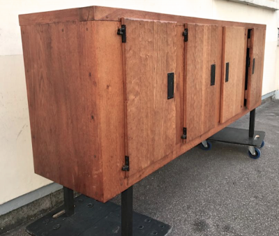 Jean Touret Jean Touret pour Les Ateliers De Marolles rare long 4 doors solid oak cabinet