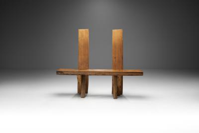 Jean Touret Jean and S bastien Touret Brutalist Oak Bench France 1970s