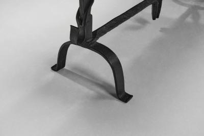 Jean Touret Oak Table with Iron Base in the manner of Jean Touret France Mid 20th Century