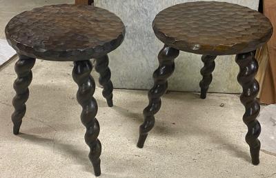 Jean Touret brutalist French country twisted leg and rarest carved top a la gouge