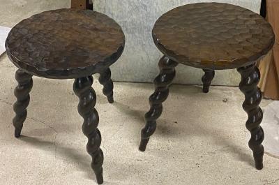 Jean Touret brutalist French country twisted leg and rarest carved top a la gouge