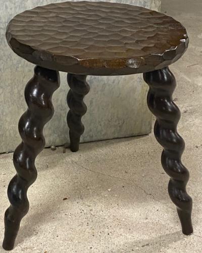 Jean Touret brutalist French country twisted leg and rarest carved top a la gouge