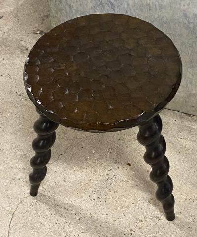 Jean Touret brutalist French country twisted leg and rarest carved top a la gouge