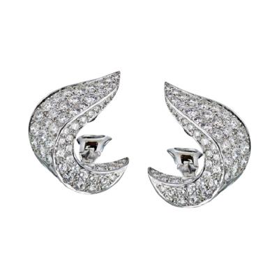 Jean Vitau JEAN VITAU CIRCA 1970S PLATINUM 9 50 CARAT DIAMOND CLIP ON EARRINGS