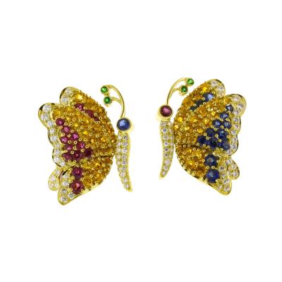 Jean Vitau Jean Vitau Sapphire and Diamond Butterfly Clip Earrings