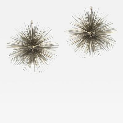 Jean de Merry Pair 20 Light Sputnik Mid century Style Chandeliers by Jean De Merry for Lumiere