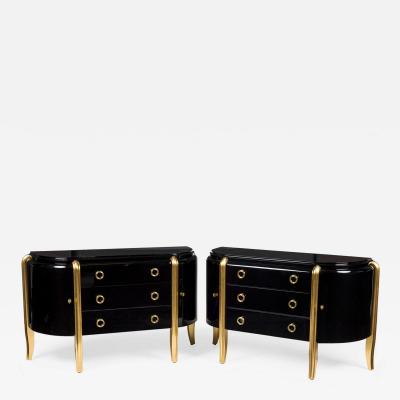 Jean de Merry Pair of Jean de Merry American Mid Century Ebony Lacquer Commode