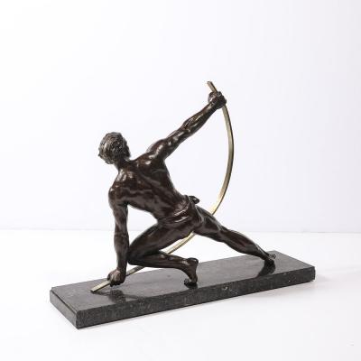 Jean de Roncourt Art Deco Bronze Statue of a Man Le Bendeur by Jean de Roncourt