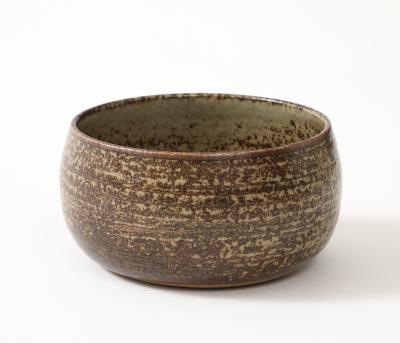 Jean tessier Jean Tessier Beige Brown Stoneware Bowl France c 1940 50 signed