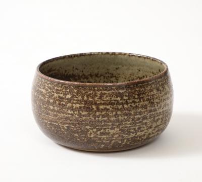 Jean tessier Jean Tessier Beige Brown Stoneware Bowl France c 1940 50 signed