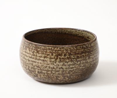 Jean tessier Jean Tessier Beige Brown Stoneware Bowl France c 1940 50 signed