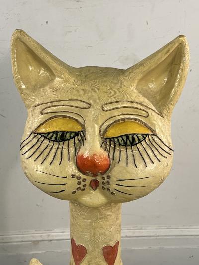 Jeanne Valentine MID CENTURY PAPER MACHE CAT SCULPTURE BY JEANNE VALENTINE