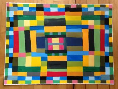 Jeff Hudson Two Geometric Abstraction Paintings by Jeff Hudson
