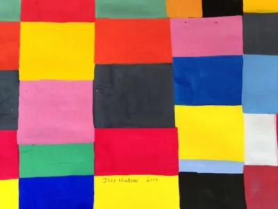Jeff Hudson Two Geometric Abstraction Paintings by Jeff Hudson