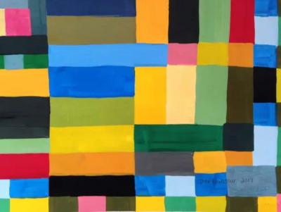 Jeff Hudson Two Geometric Abstraction Paintings by Jeff Hudson