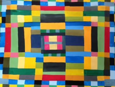 Jeff Hudson Two Geometric Abstraction Paintings by Jeff Hudson