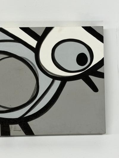 Jeff Kapfer Starling Monochromatic Bird Painting Signed 2007 24 x 24 Inches