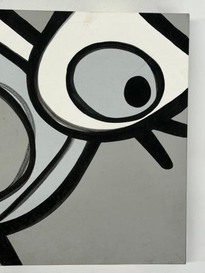 Jeff Kapfer Starling Monochromatic Bird Painting Signed 2007 24 x 24 Inches