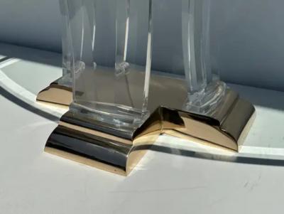 Jeffrey Bigelow Brass and Lucite Console Table Attributed to Jeffrey Bigelow